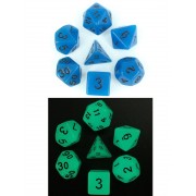  Glow in the dark Blue dice set